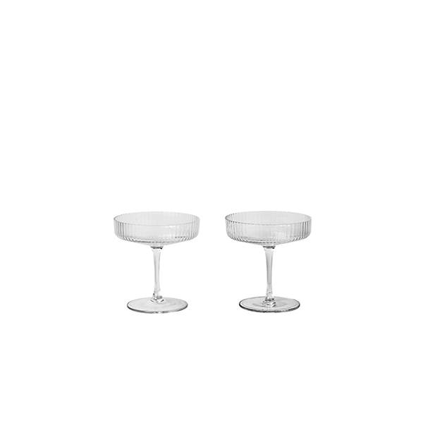 Ferm Living Ripple Champagne Saucer Glas Stk - Ferm Living Mousserende  - 5704723010845